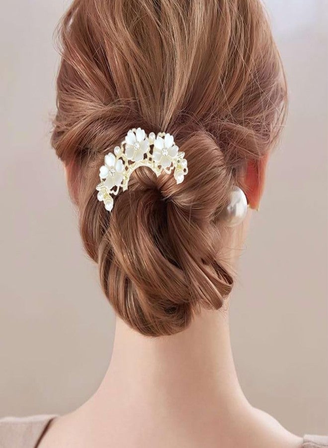 Capiant 4 PACK Flowers Twist Hair Pins, Vintage Hair Fork Clips, 4 Prong Flowers U Shaped Hair Side Combs, for Wedding Party Holiday Daily - Image 4
